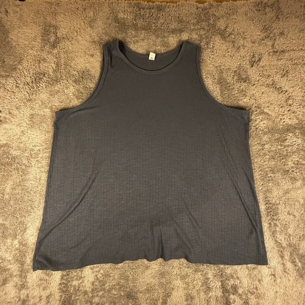 Old Navy Luxe Tank Top XXL Tall Charcoal Gray Ribbed Sleeveless Swing Top